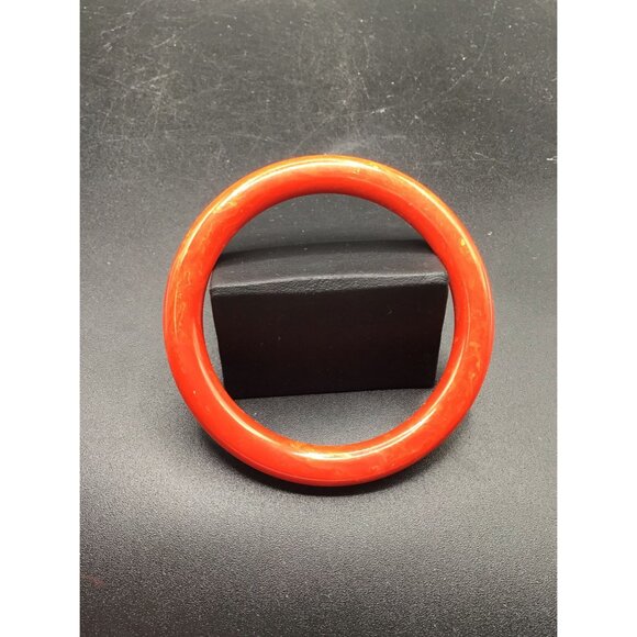 Vintage Red Bangle Early Plastic Bakelite Marbled Summer Bracelet Jewelry - Picture 4 of 7